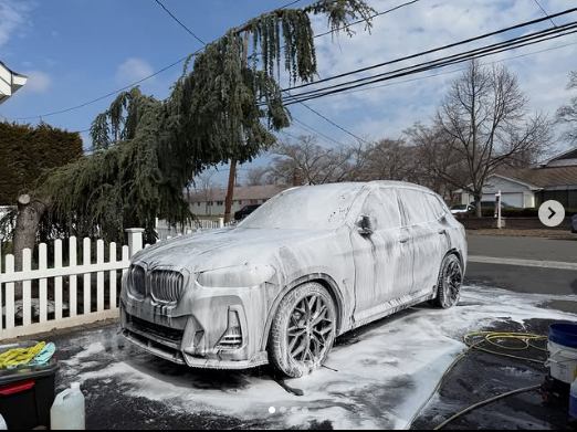 BMW X3 snow foam bath